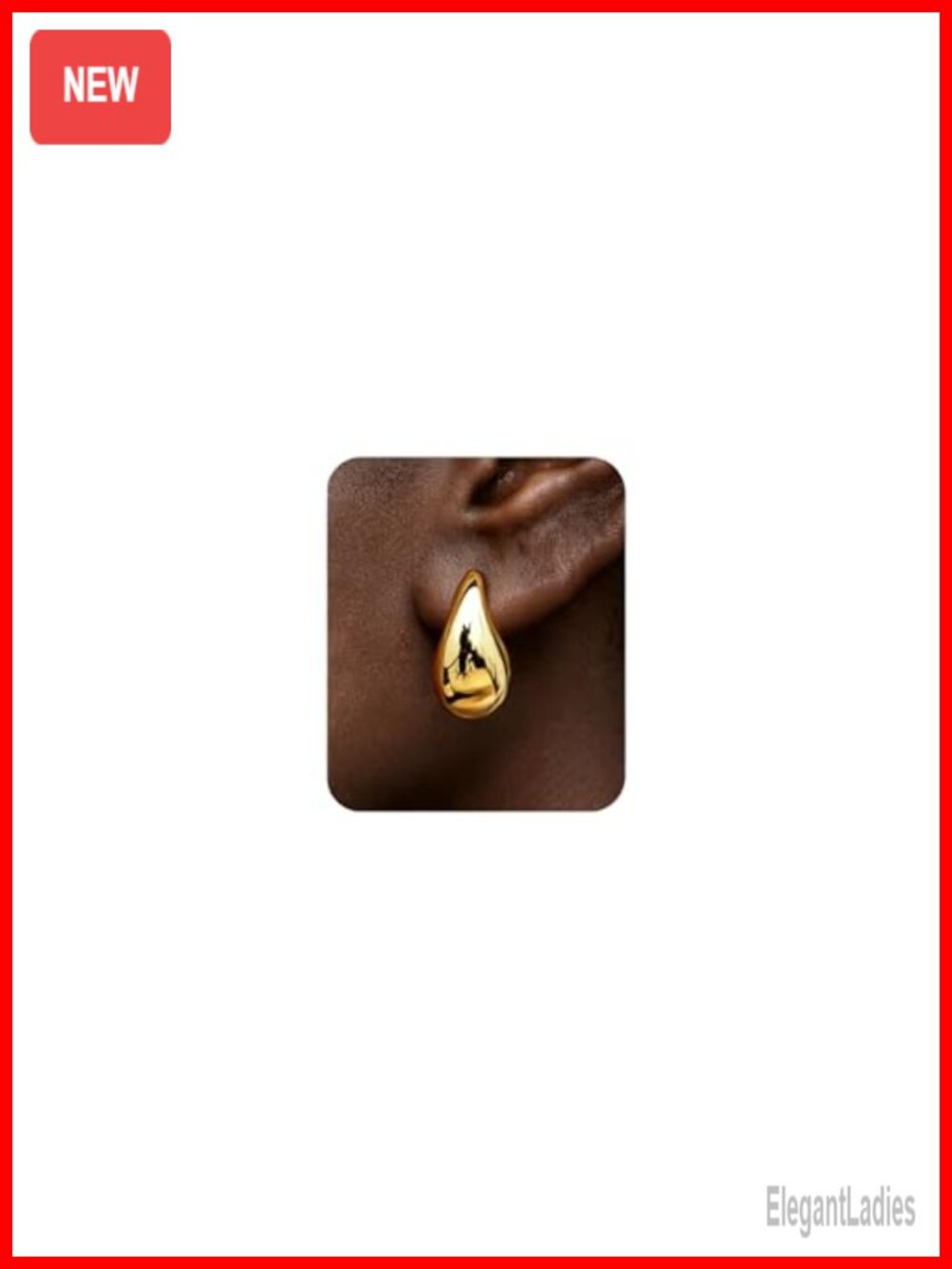 Gold Plated Teardrop Hoop Earrings for Women Trendy Chunky Drop Jewelry